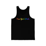 New York Pride Tank Top: Flowing Cursive Design with LGBTQ+ Gradient