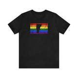 Vermont Pride Flag Tee: Rainbow LGBTQ+ State Silhouette Distressed Shirt