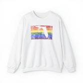 Florida Pride Flag Sweater: Rainbow LGBTQ+ State Silhouette Distressed Sweatshirt