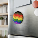 Philadelphia Pride Flag Magnet: Ripple Round Button for Fridge