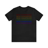New Hampshire LGBTQ+ Pride Flag, Faded Black T-Shirt