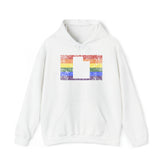 Utah Pride Flag Hoodie: Rainbow LGBTQ+ State Silhouette Distressed Hooded Sweatshirt
