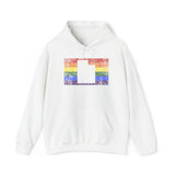 Utah Pride Flag Hoodie: Rainbow LGBTQ+ State Silhouette Distressed Hooded Sweatshirt