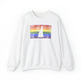 New Hampshire Pride Flag Sweater: Rainbow LGBTQ+ State Silhouette Distressed Sweatshirt