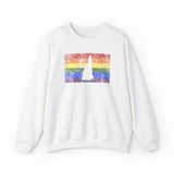 New Hampshire Pride Flag Sweater: Rainbow LGBTQ+ State Silhouette Distressed Sweatshirt