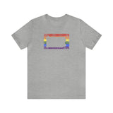 Pennsylvania Pride Flag Tee: Rainbow LGBTQ+ State Silhouette Distressed Shirt