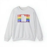 Utah Pride Flag Sweater: Rainbow LGBTQ+ State Silhouette Distressed Sweatshirt