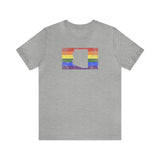 Arizona Pride Flag Tee: Rainbow LGBTQ+ State Silhouette Distressed Shirt