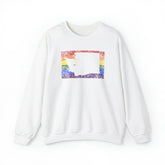 Washington Pride Flag Sweater: Rainbow LGBTQ+ State Silhouette Distressed Sweatshirt