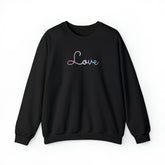 Bigender Love Script Sweatshirt: Subtly Elegant Pride Sweater