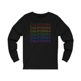 California LGBTQ+ Pride Flag, Faded Black Long Sleeve Tee