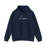 Transgender Love Script Hoodie: Subtly Elegant Pride Sweatshirt