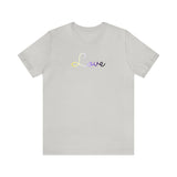 Nonbinary Love Script Tee: Subtly Elegant Pride T-Shirt