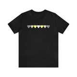 Demigender Flag Hearts T-Shirt: Pride LGBTQ+ Gradient Design