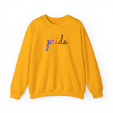 Polyamory Pride Sweater: Flowing Cursive 'Pride' in Gradient Hues