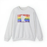 Minnesota Pride Flag Sweater: Rainbow LGBTQ+ State Silhouette Distressed Sweatshirt