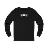 Genderqueer Flag Hearts Long Sleeve Tee: Pride LGBTQ+ Gradient Design