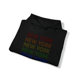 New York LGBTQ+ Pride Flag, Faded Black Hoodie
