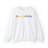 Massachusetts Pride Sweatshirt: Flowing Cursive Design with LGBTQ+ Gradient