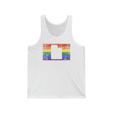 Utah Pride Flag Tank: Rainbow LGBTQ+ State Silhouette Distressed Tank-Top