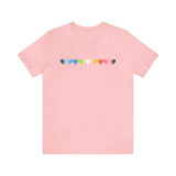 Queer Flag Hearts T-Shirt: Pride LGBTQ+ Gradient Design