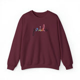 Queer Pride Sweater: Flowing Cursive 'Pride' in Gradient Hues