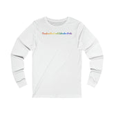 Newfoundland and Labrador Pride Long Sleeve Tee: Flowing Cursive Design with LGBTQ+ Gradient