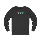 Polysexual Flag Hearts Long Sleeve Tee: Pride LGBTQ+ Gradient Design