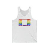 New Mexico Pride Flag Tank: Rainbow LGBTQ+ State Silhouette Distressed Tank-Top
