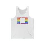 New Mexico Pride Flag Tank: Rainbow LGBTQ+ State Silhouette Distressed Tank-Top