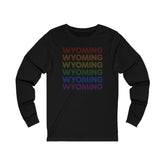Wyoming LGBTQ+ Pride Flag, Faded Black Long Sleeve Tee