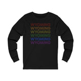 Wyoming LGBTQ+ Pride Flag, Faded Black Long Sleeve Tee