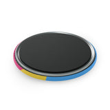 Pansexual Pride Flag Magnet: Wavey Round Button for Fridge
