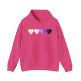 Nonbinary Flag Hearts Hoodie: Pride LGBTQ+ Gradient Design