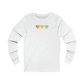 Pansexual Flag Hearts Long Sleeve Tee: Pride LGBTQ+ Gradient Design
