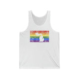 Michigan Pride Flag Tank: Rainbow LGBTQ+ State Silhouette Distressed Tank-Top