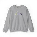 Nonbinary Love Script Sweatshirt: Subtly Elegant Pride Sweater