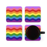 LGBTQ+ Flag Coaster Set: 4 Corkwood Ripple Drink Coasters