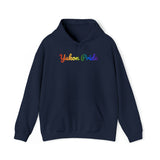 Yukon Pride Hoodie: Flowing Cursive Design with LGBTQ+ Gradient