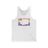 Washington Pride Flag Tank: Rainbow LGBTQ+ State Silhouette Distressed Tank-Top