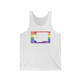 Washington Pride Flag Tank: Rainbow LGBTQ+ State Silhouette Distressed Tank-Top