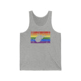 West Virginia Pride Flag Tank: Rainbow LGBTQ+ State Silhouette Distressed Tank-Top