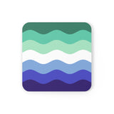 Gay Pride Flag Coaster Set: 4 Corkwood Ripple Drink Coasters