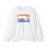 Massachusetts Pride Flag Sweater: Rainbow LGBTQ+ State Silhouette Distressed Sweatshirt