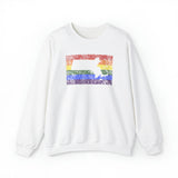 Massachusetts Pride Flag Sweater: Rainbow LGBTQ+ State Silhouette Distressed Sweatshirt