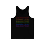Connecticut LGBTQ+ Pride Flag, Faded Black Tank-Top