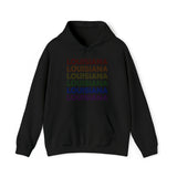 Louisiana LGBTQ+ Pride Flag, Faded Black Hoodie