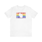Wisconsin Pride Flag Tee: Rainbow LGBTQ+ State Silhouette Distressed Shirt