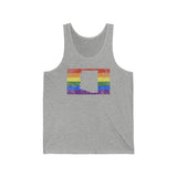 Arizona Pride Flag Tank: Rainbow LGBTQ+ State Silhouette Distressed Tank-Top