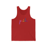 Gilbert Baker Pride Flag Tank-Top: Flowing Cursive 'Pride' in Gradient Hues